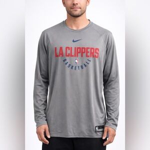 Nike LA Clippers Dri-FIT Long Sleeve Shirt Men’s LT Tall Gray NBA Basketball Tee